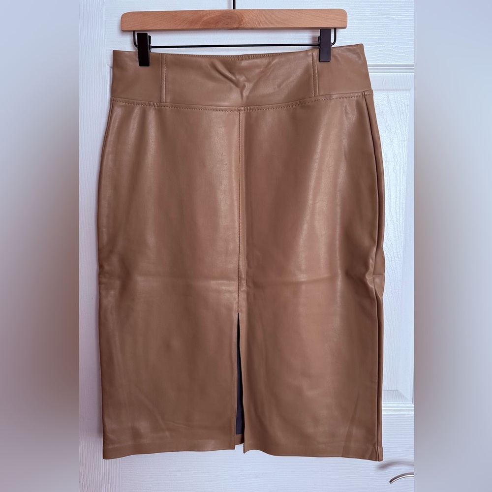 Tan Faux Leather Pencil Skirt
